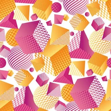 Abstract 3d geometric seamless pattern. Volume illusion geometry shapes repea Stock Illustration