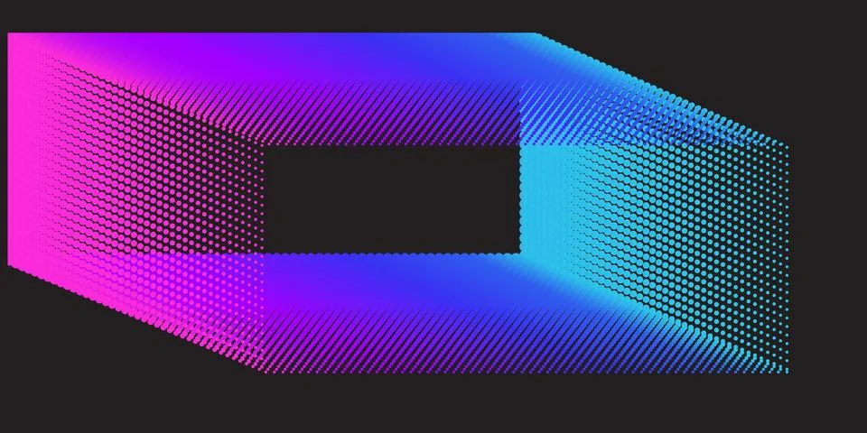 Abstract 3d geometric shape formed by a gradient dot pattern Stock Illustration