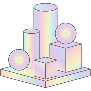 Abstract 3D geometric shape podium pastel pearlescent icon Stock Illustration