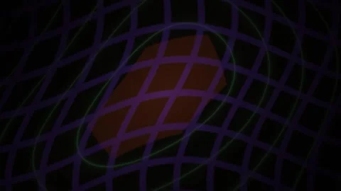 Abstract 3D Geometric Shape Pulsing Through a Glowing Digital Mesh Grid. Stock Footage 340486724