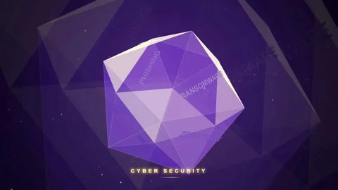 Abstract 3D Geometric Shape Rotating with Cyber Security and Data Protection 스톡 동영상 341820210