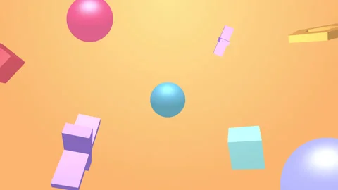 Abstract 3d geometric shapes animation. Modern fun background rotating objects Stock Footage 156299229