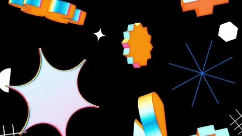 Abstract 3d geometric shapes floating on black background with motion. Stock Footage 346722775