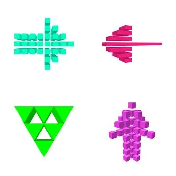 Abstract 3d geometric shapes forming arrows and triangles 스톡 일러스트