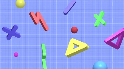 Abstract 3d geometric shapes loop animation. Modern fun background Video stock 156453956