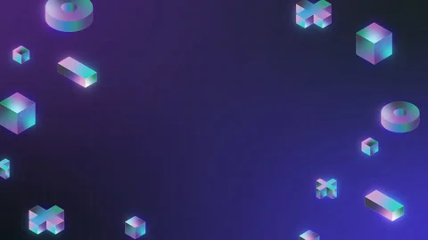 Abstract 3d geometric shapes loop animation. Modern background, Memphis style Stock Footage 208815748