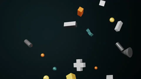 Abstract 3d geometric shapes loop animation. Modern dark background Stock Footage 239083070