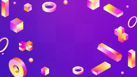 Abstract 3d geometric shapes Modern background, Memphis style. Iridescent color Stock Footage 180169345