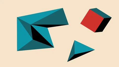 Abstract 3D Geometric Shapes on Soft Beige Stock Illustration