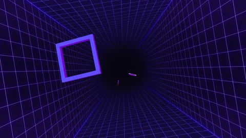 Abstract 3d geometric shapes synthwave style background, neon grid Stock Footage 163284194