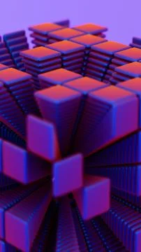 Abstract 3D Geometric Structure of Stacked Squares in Vibrant Colors Stock Illustration