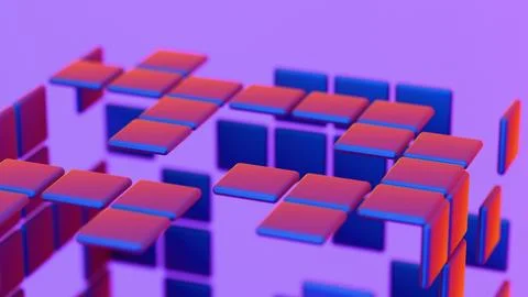 Abstract 3D Geometric Structure of Stacked Squares in Vibrant Colors Illustrazione stock