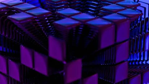 Abstract 3D Geometric Structure of Stacked Squares in Vibrant Colors Stock Illustration