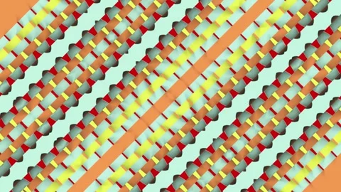 Abstract 3D Geometric Weave Pattern Orange and Mint Seamless Loop Stock Footage 335206530