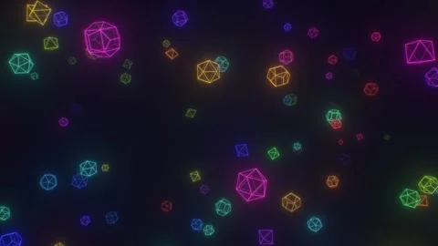 Abstract 3D Geometric Wireframe Glowing Neon Shapes Flying At Camera Stock Footage 278643488