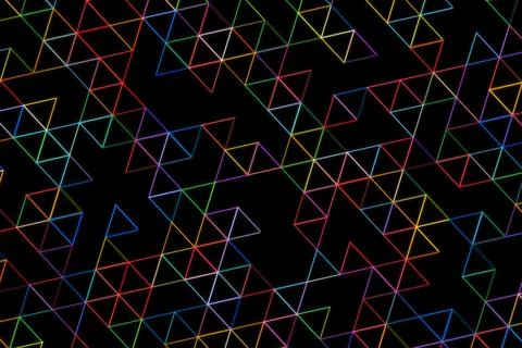 Abstract 3d geometric wireframe pattern on black background Illustrazione stock