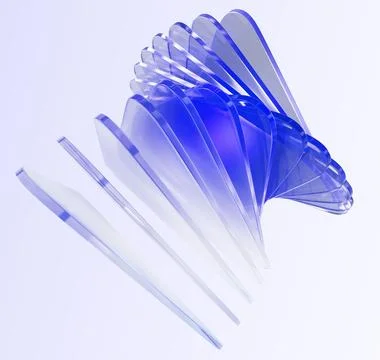 Abstract 3d glass layered effect with light purple blue gradient. Line array Illustrazione stock