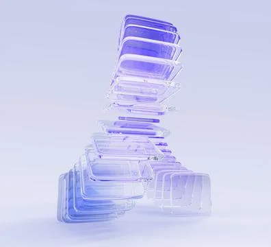 Abstract 3D glass line array with light holographic gradient. Spiral ribbon 스톡 일러스트