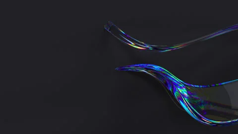 Abstract 3D glass wave emerging from a dark surface. Vídeo Stock 333906341