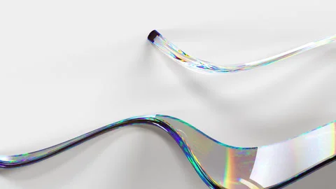 Abstract 3D glass wave emerging from white surface. Vídeo Stock 333942565