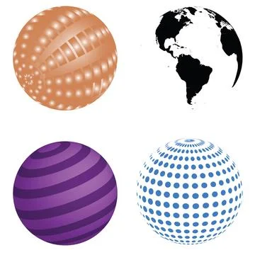 Abstract 3D Globe Collection Modern Earth Sphere and Geometric Pattern Design Illustrazione stock