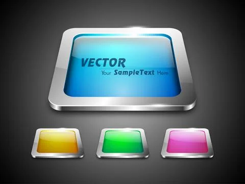 Abstract 3D glossy icon sets in yellow, blue, green or pink color .EPS 10. .. 库存插图
