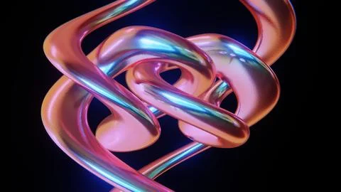 Abstract 3D glossy metallic reflection glow vibrant vivid gradient swirl Stock Illustration