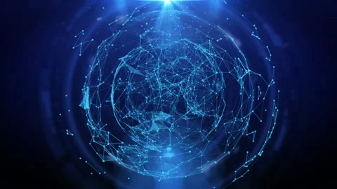 Abstract 3D glowing blue polygonal structure on blue background. Stock Footage 303757755