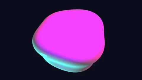 Abstract 3D glowing magenta and cyan fluid liquid blob morphing on dark bac.. Stock Footage 342723368
