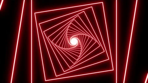 Abstract 3d glowing neon red squares spiral background. 4k looping animation Stock Footage 220621692