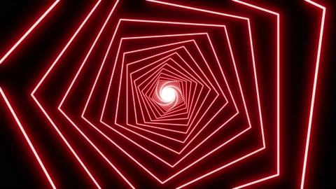 Abstract 3d glowing neon red polygons spiral background. 4k looping animation Stock Footage 220955890