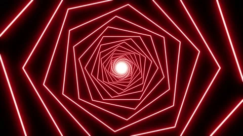 Abstract 3d glowing neon red hexagon spiral background. 4k looping animation Stock Footage 221786232