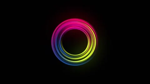 Abstract 3D Glowing Rainbow Neon Ring Background Stock-Footage 335237433