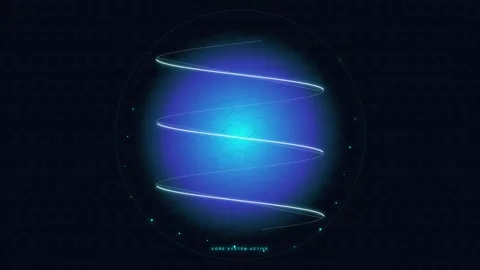 Abstract 3D glowing sphere with rotating light helix 4K 스톡 동영상 345012221