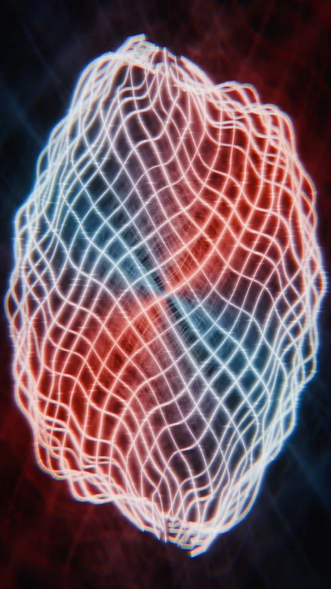 Abstract 3D glowing wireframe mesh sphere rotating in dark space Stock Footage 346658284