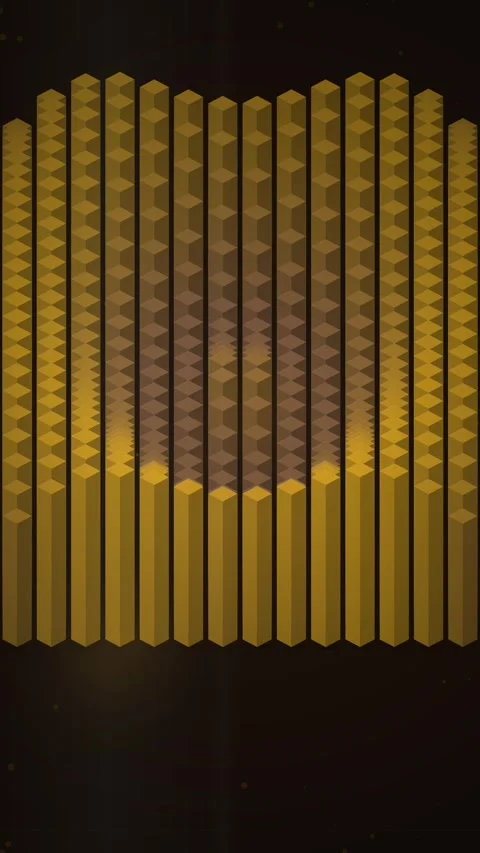 Abstract 3D Golden Geometric Pillars Motion Background Stock Footage 346206401