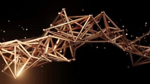 Abstract 3D Golden Network Structure Stock Footage 299848770