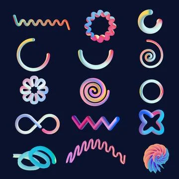 Abstract 3D gradient elements graphic. イラスト素材