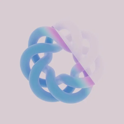Abstract 3D Gradient Torus Knot Rotating Loop in Pastel Colors Video stock 329178654