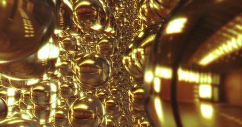 Abstract 3D graphics Background with golden bubbles. 스톡 일러스트