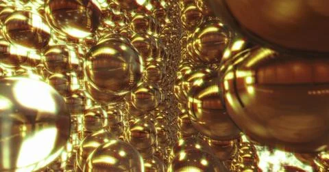 Abstract 3D graphics Background with golden bubbles. 스톡 일러스트