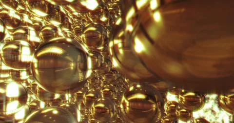Abstract 3D graphics Background with golden bubbles. 스톡 일러스트