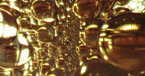 Abstract 3D graphics Background with golden bubbles. 스톡 일러스트