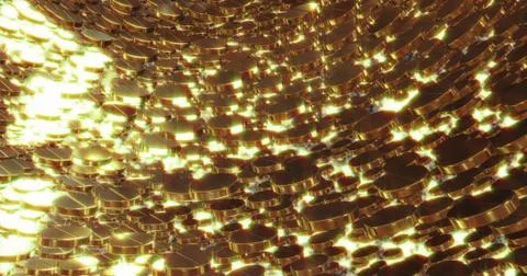 Abstract 3D graphics Background with golden pills. Stock Illustration