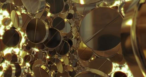 Abstract 3D graphics Background with golden pills. Illustrazione stock