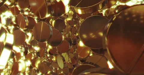 Abstract 3D graphics Background with golden pills. Stock Illustration