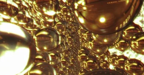 Abstract 3D graphics Background with golden bubbles. 스톡 일러스트