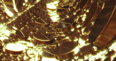 Abstract 3D graphics Background with golden pills. Illustrazione stock