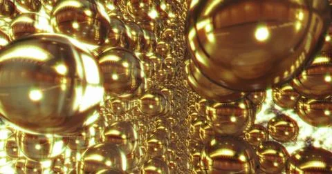 Abstract 3D graphics Background with golden bubbles. 스톡 일러스트