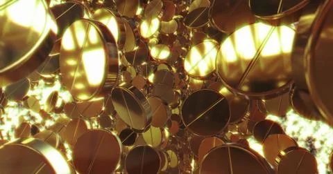 Abstract 3D graphics Background with golden pills. Stock Illustration